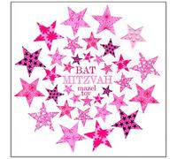 Claire Giles Greeting Cards, Bat Mitzvah Card, Circle of Pink Stars, Mazel Tov Good Luck and Congratulations