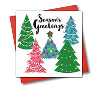 Claire Giles Greeting Cards, Christmas Card, Christmas Tree Design, Season's Greetings, Embellished with a Shiny Padded Star