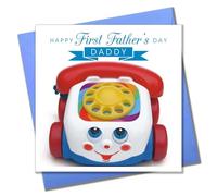 Claire Giles Greeting Cards, Father's Day Card, Baby Toy Phone, Happy First Father's Day Daddy Greeting Card