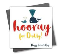 Claire Giles Greeting Cards, Father's Day Card, Daddy & Baby Whale, Embellished with colourful tassel