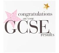 Claire Giles Greeting Cards, GCSE Card, Pink Star Design Congratulations on Your GCSE Results Greeting Card, Embellished with a Padded Star