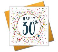 Claire Giles Greeting Cards, Happy 30th Birthday Card, Dotty Age 30 Birthday Greeting Card, Embellished with colourful Pompoms