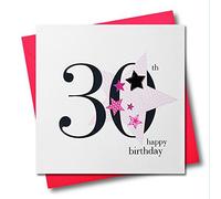 Claire Giles Greeting Cards, Happy 30th Birthday Card, Pink Star Age 30 Greeting Card, Embellished with a Padded Star