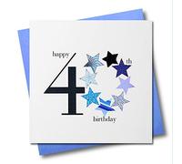 Claire Giles Greeting Cards, Happy 40th Birthday Card, Blue Stars Age 40 Greeting Card, Embellished with a Padded Star