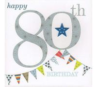 Claire Giles Greeting Cards, Happy 80th Birthday Card, Blue Age 80 Birthday Greeting Card