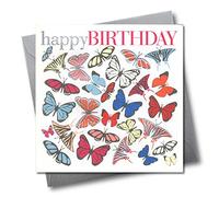 Claire Giles Greeting Cards, Happy Birthday Card, Butterflies design Birthday Greeting Card, Embossed and Foiled text