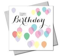 Claire Giles Greeting Cards, Happy Birthday Card, Coloured Balloons Design Birthday Greeting Card, Happy Birthday