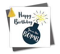 Claire Giles Greeting Cards, Happy Birthday Card, You're The Bomb, Embellished with a Colourful Tassel