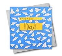 Claire Giles Greeting Cards, Happy Birthday Dad Card, Paper Planes Design Birthday Greeting Card, Text Foiled in Shiny Gold