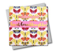 Claire Giles Greeting Cards, Happy Birthday Great Granddaughter Card, Butterflies Design Greeting Card, Text Foiled in Shiny Gold