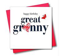 Claire Giles Greeting Cards, Happy Birthday Great Granny Card, Heart and Flowers Design Great Grandmother Birthday Greeting Card, Embellished with a Padded Star