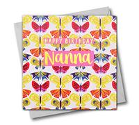 Claire Giles Greeting Cards, Happy Birthday Nanna Card, Butterflies Design Birthday Greeting Card, Text Foiled in Shiny Gold