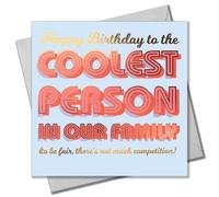 Claire Giles Greeting Cards, Happy Birthday Relative Card, From the Coolest Relative, gold foil