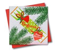 Claire Giles Greeting Cards, Happy Christmas Boyfriend Card, Cracker Merry Christmas design, Embellished with a Colourful Tassel