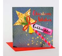 Claire Giles Greeting Cards, Happy Christmas Goddaughter Card, Christmas Wishes, Embellished with a Colourful Tassel