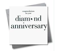 Claire Giles Greeting Cards, Happy Diamond Wedding Anniversary Card, Silver Heart 60th Anniversary Congratulations Greeting Card, Diamond Embellishment
