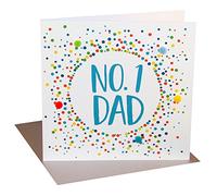 Claire Giles Greeting Cards, Happy Father's Day Card, Colour Dots Design Father's Day Greeting Card, No. 1 Dad, Embellished with Colourful Pompoms