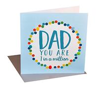 Claire Giles Greeting Cards, Happy Father's Day Card, "Dad in a Million", Embellished with Colourful Pompoms