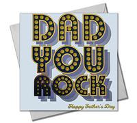 Claire Giles Greeting Cards, Happy Father's Day Card, Dad You Rock, text foiled in shiny gold