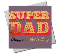 Claire Giles Greeting Cards, Happy Father's Day Card, Greeting Card for a Super Dad on Father's Day, text foiled in shiny gold