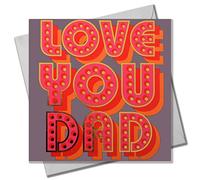 Claire Giles Greeting Cards, Happy Father's Day Card, Love You Dad, Text Foiled in Shiny Gold
