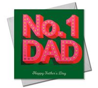 Claire Giles Greeting Cards, Happy Father's Day Card, No. 1 Dad Greeting Card, text foiled in shiny gold