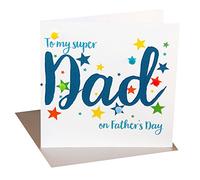 Claire Giles Greeting Cards, Happy Father's Day Card, Super Dad Greeting Card, Embellished with Colourful Pompoms