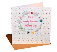 Claire Giles Greeting Cards, Happy Mother's Day Card, Colour Dots Design Mothering Sunday Card, Embellished with Colourful Pompoms