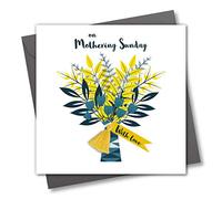 Claire Giles Greeting Cards, Happy Mother's Day Card, with Love Mothering Sunday Greeting Card, Flowers Bouquet Design and Embellished with a Colourful Tassel