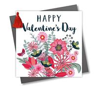 Claire Giles Greeting Cards, Happy Valentine's Day Card, Heart of Hearts, Embellished with a Colourful Tassel