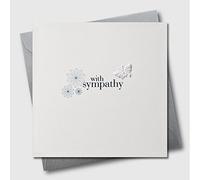 Claire Giles Greeting Cards, Sympathy Card, Sorry and Thinking of you Greeting Card, White Flowers design and embellished with a fabric butterfly