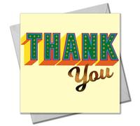 Claire Giles Greeting Cards, Thank You Card, Green block letters design Thank You Very Much Greeting Card, stars and gold foil