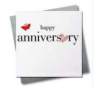 Claire Giles Greeting Cards, Wedding Anniversary Card, Heart design Wedding Anniversary Greeting Card, Embellished with a Fabric Butterfly