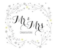 Claire Giles Greeting Cards, Wedding Card, Mr & Mrs Congratulations on Wedding Greeting Card, Floral design