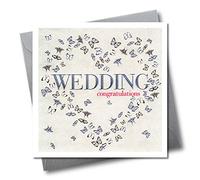 Claire Giles Greeting Cards, Wedding Congratulations Card, Butterflies Heart design Wedding Greeting Card, Embossed and Foiled text