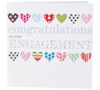 Claire Giles Greeting Cards, Wedding Engagement Card, Patterned Hearts design Wedding Congratulations Greeting Card
