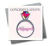 Claire Giles Greeting Cards, Wedding Engagement Card, Ring Design Congratulations You're Engaged Card, Embossed and Foiled Text