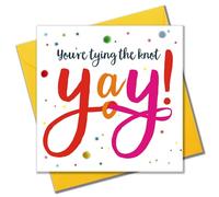 Claire Giles Greeting Cards, Wedding Engagement Card, Tying the Knot Yay! Embellished with colourful pompoms