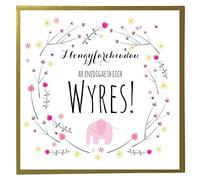 Claire Giles Greeting Cards, Welsh Baby Grandson Card, Blue Elephant and Heart Design Birth of Your Grandson Card