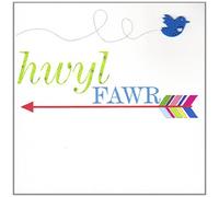 Claire Giles Greeting Cards, Welsh Bon Voyage Card, Arrow and Bird Design Safe Travels Greeting Card