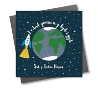 Claire Giles Greeting Cards, Welsh Father's Day Card, Sul y Tadau Hapus, Best Daddy Rocket Tassel Embellished