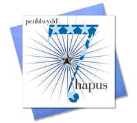 Claire Giles Greeting Cards, Welsh Happy 7th Birthday Card, Penblwydd Hapus, Blue Age 7 Boy Greeting Card, Embellished with a Padded Star