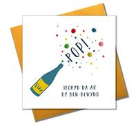 Claire Giles Greeting Cards, Welsh Happy Birthday Card, Penblwydd Hapus, Fizz Design Birthday Greeting Card, Pompom Embellished