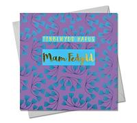 Claire Giles Greeting Cards, Welsh Happy Birthday Godmother Card, Penblwydd Hapus Mam Bedydd, text foiled in shiny gold