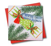 Claire Giles Greeting Cards, Welsh Happy Christmas Card, Nadolig Llawen, Cracker design, Embellished with a Colourful Tassel