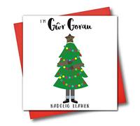 Claire Giles Greeting Cards, Welsh Happy Christmas Husband Card, Nadolig Llawen, Gwr, Embellished with a Padded Star