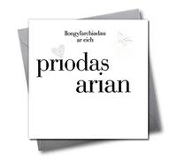 Claire Giles Greeting Cards, Welsh Happy Silver Wedding Anniversary Card, Heart Design 25th Anniversary Card, Embellished with a Fabric Butterfly