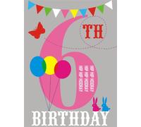 Claire Giles Hatful of Happy Age 6 Birthday Card - Pink