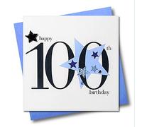 Claire Giles Hearts and Stars Happy 100th Birthday Card - Blue