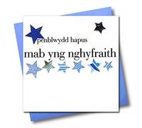 Claire Giles Hearts and Stars Welsh Happy Birthday Son-in-Law/Mab yng nghyfraith Card